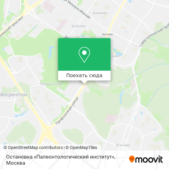 Карта Остановка «Палеонтологический институт»