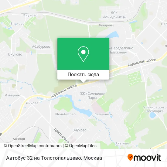 Карта Автобус 32 на Толстопальцево