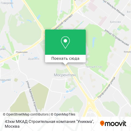 Уникма теплый стан схема проезда
