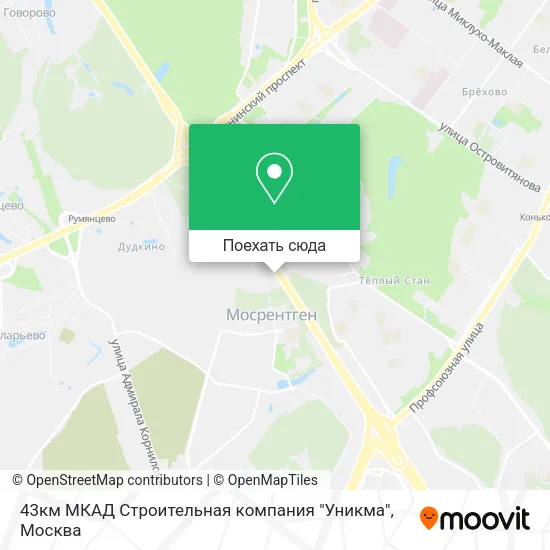 Карта 43км МКАД Строительная компания "Уникма"