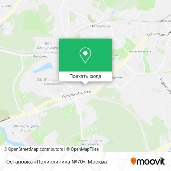 Карта Остановка «Поликлиника №70»
