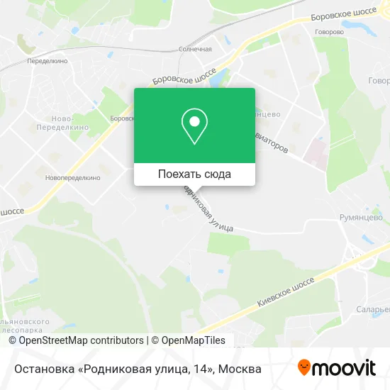 Карта Остановка «Родниковая улица, 14»