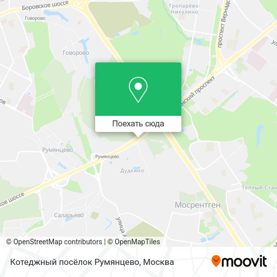 Карта Котеджный посёлок Румянцево