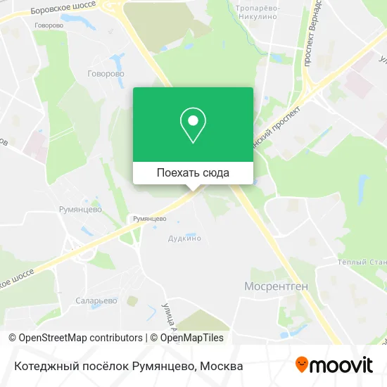 Карта Котеджный посёлок Румянцево