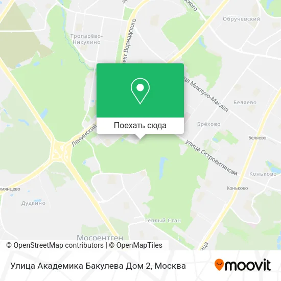 Карта Улица Академика Бакулева Дом 2