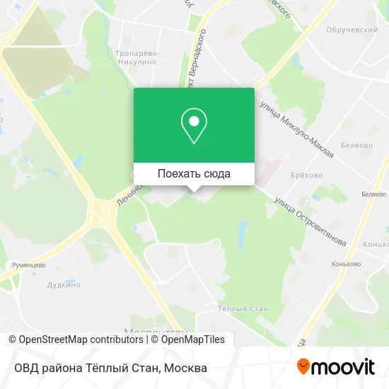 Карта ОВД района Тёплый Стан