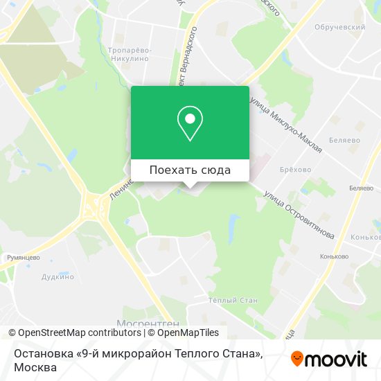 Карта Остановка «9-й микрорайон Теплого Стана»