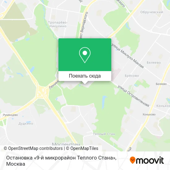 Карта Остановка «9-й микрорайон Теплого Стана»