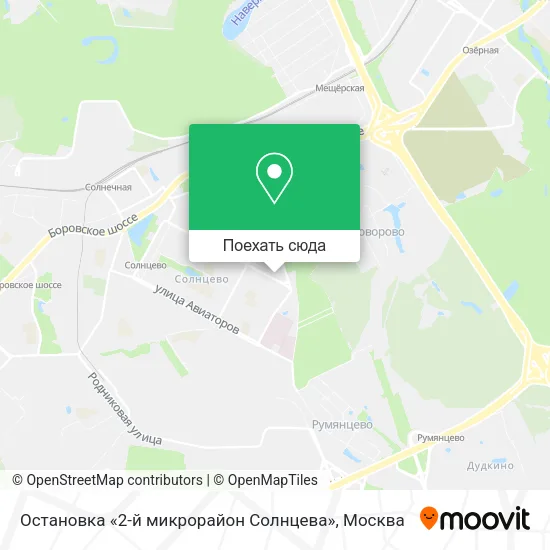 Карта Остановка «2-й микрорайон Солнцева»