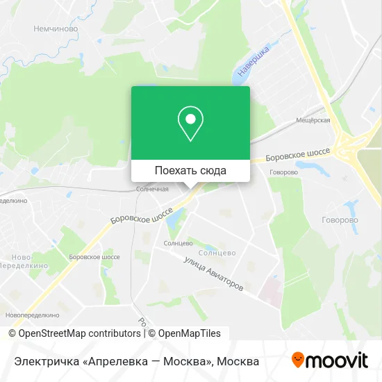 Карта Электричка «Апрелевка — Москва»