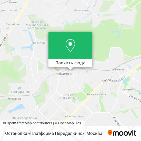 Карта Остановка «Платформа Переделкино»