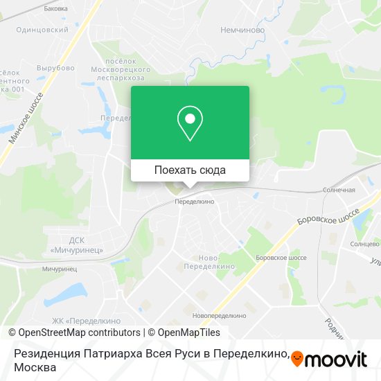 Карта Резиденция Патриарха Всея Руси в Переделкино