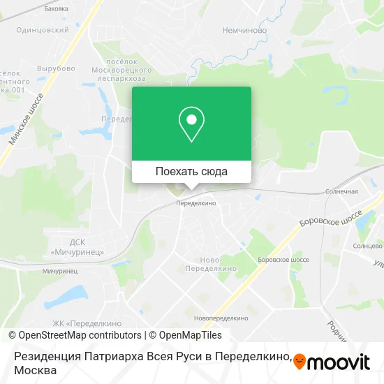 Карта Резиденция Патриарха Всея Руси в Переделкино