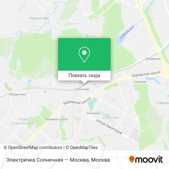 Карта Электричка Солнечная — Москва