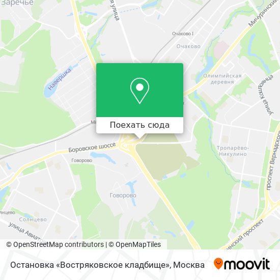 Карта Остановка «Востряковское кладбище»