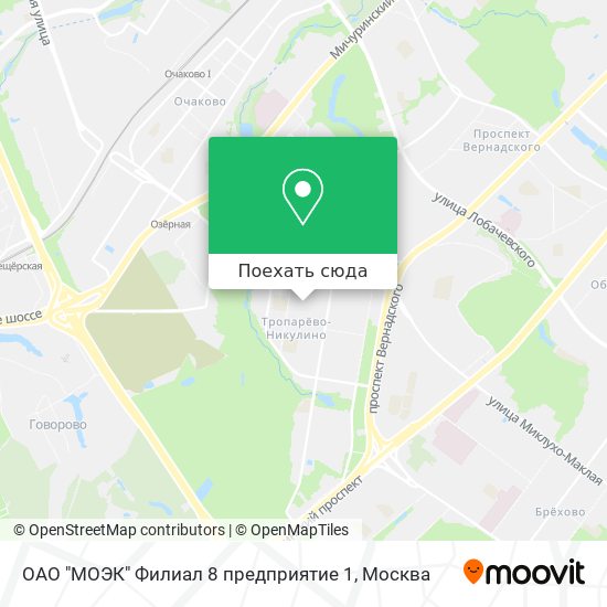 Карта ОАО "МОЭК" Филиал 8 предприятие 1