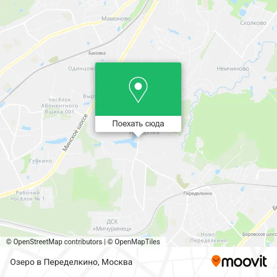 Карта Озеро в Переделкино