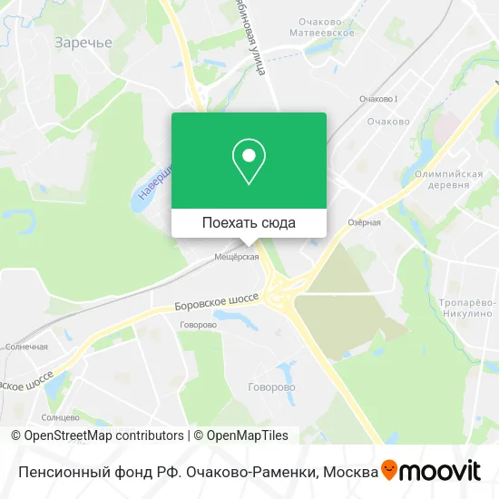 Карта Пенсионный фонд РФ. Очаково-Раменки