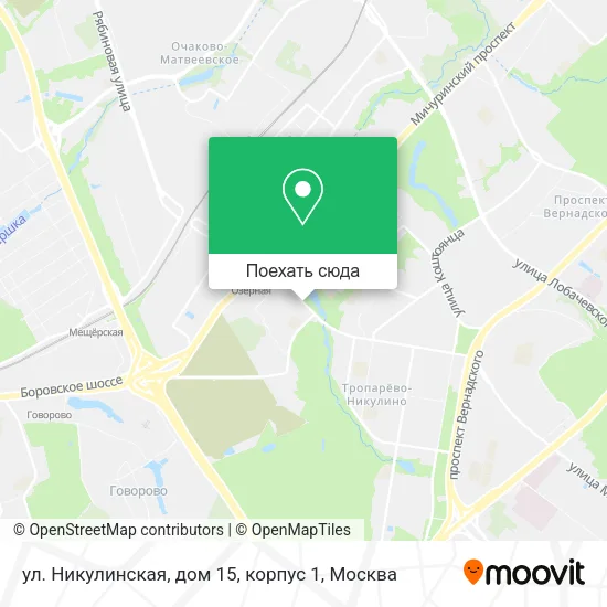 Карта ул. Никулинская, дом 15, корпус 1