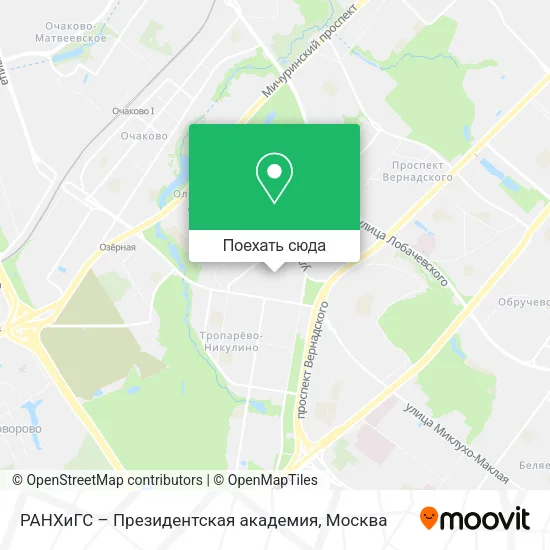 Карта РАНХиГС – Президентская академия