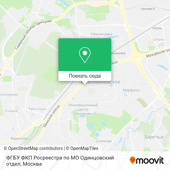 Карта ФГБУ ФКП Росреестра по МО Одинцовский отдел