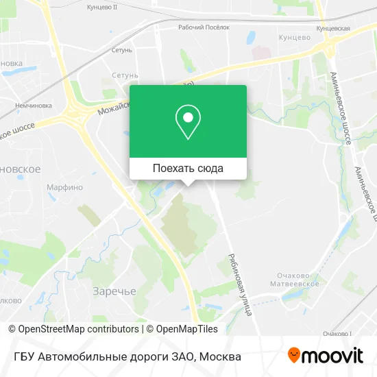 Карта ГБУ Автомобильные дороги ЗАО