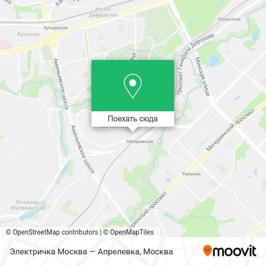 Карта Электричка Москва — Апрелевка