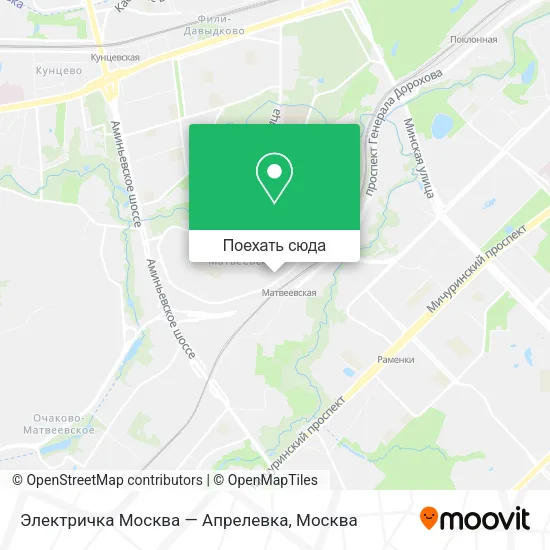 Карта Электричка Москва — Апрелевка