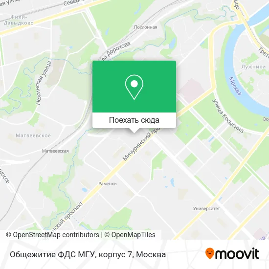 Карта Общежитие ФДС МГУ, корпус 7