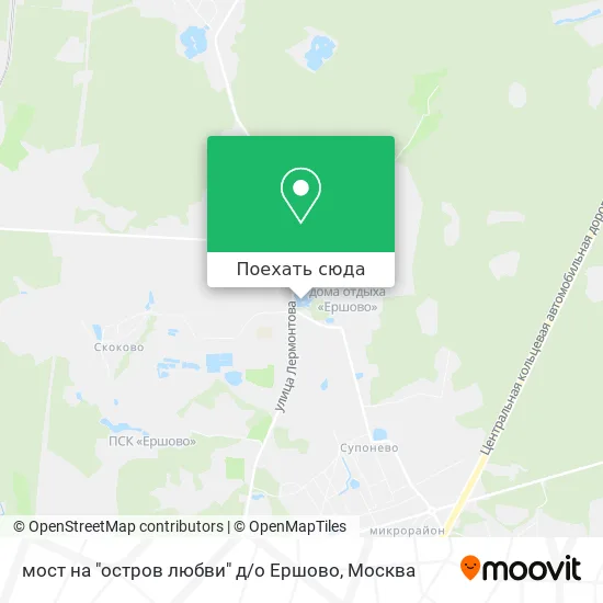 Карта мост на "остров любви" д / о Ершово