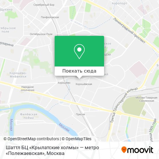 Карта Шаттл БЦ «Крылатские холмы» — метро «Полежаевская»