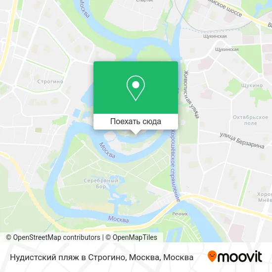 Карта Нудистский пляж в Строгино, Москва