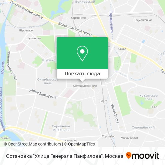 Карта Остановка "Улица Генерала Панфилова"