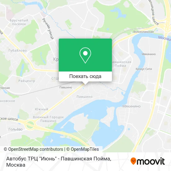 Карта Автобус ТРЦ "Июнь" - Павшинская Пойма