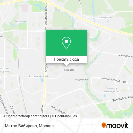Карта Метро Бибирево