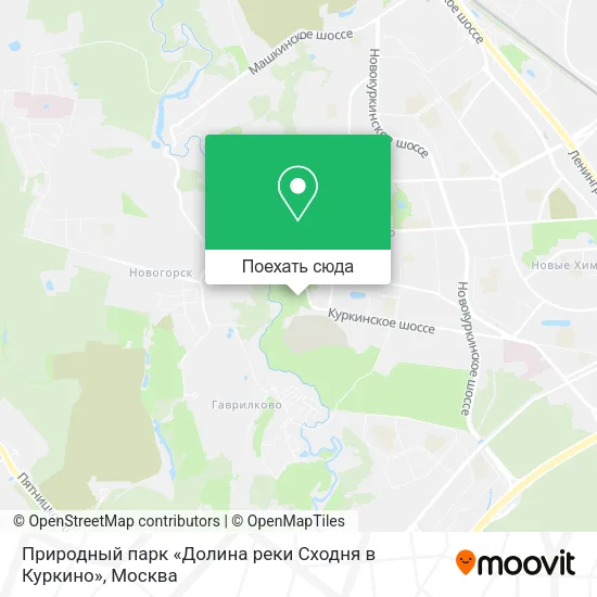 Карта Природный парк «Долина реки Сходня в Куркино»