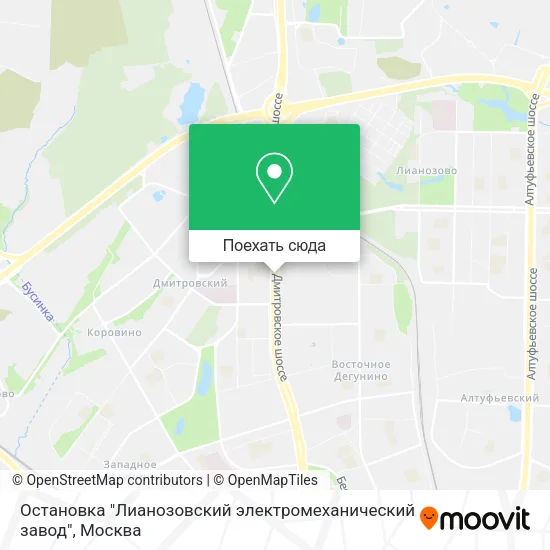 Карта Остановка "Лианозовский электромеханический завод"