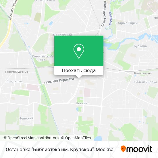 Карта Остановка  "Библиотека им. Крупской"