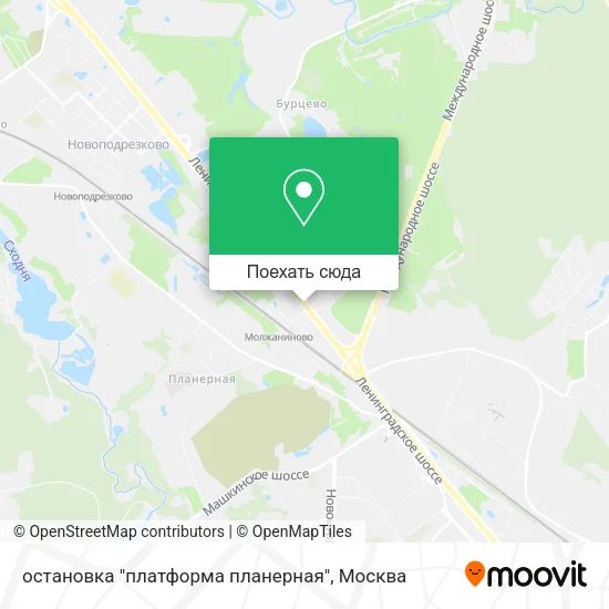 Карта остановка "платформа планерная"