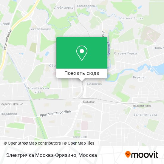Карта Электричка Москва-Фрязино