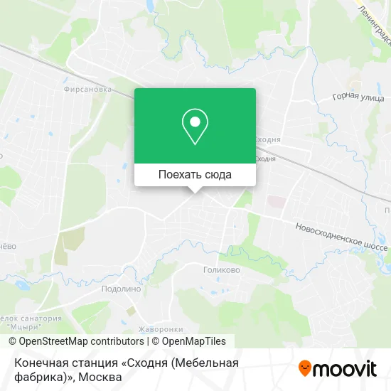 Карта Конечная станция «Сходня (Мебельная фабрика)»