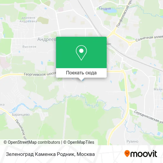 Карта Зеленоград Каменка Родник