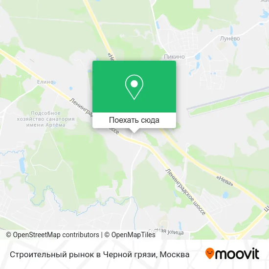 Карта Строительный рынок в Черной грязи