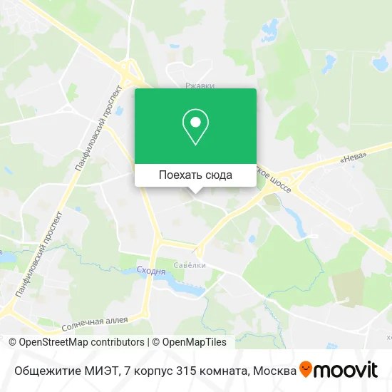 Карта Общежитие МИЭТ, 7 корпус 315 комната