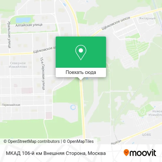 Карта МКАД 106-й км Внешняя Сторона