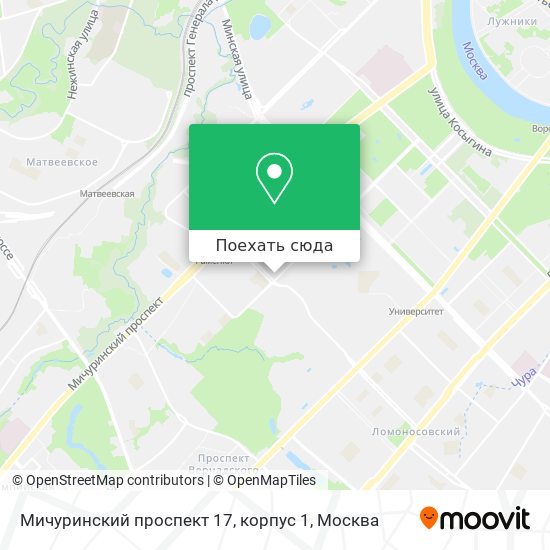 Карта Мичуринский проспект 17, корпус 1