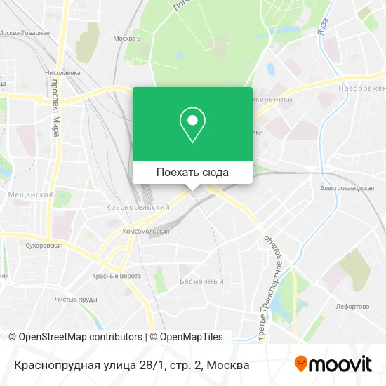 Карта Краснопрудная улица 28 / 1, стр. 2