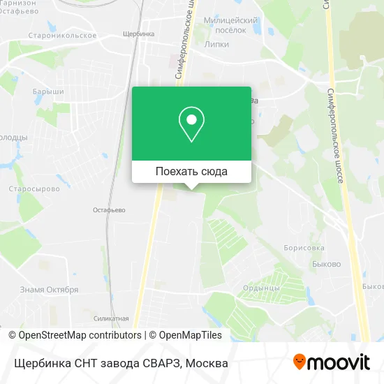 Карта Щербинка СНТ завода СВАРЗ