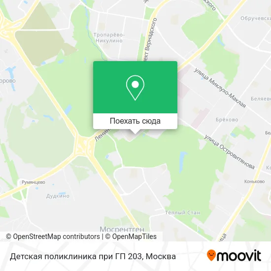Карта Детская поликлиника при ГП 203