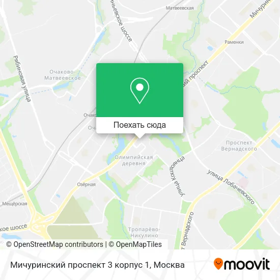 Карта Мичуринский проспект 3 корпус 1